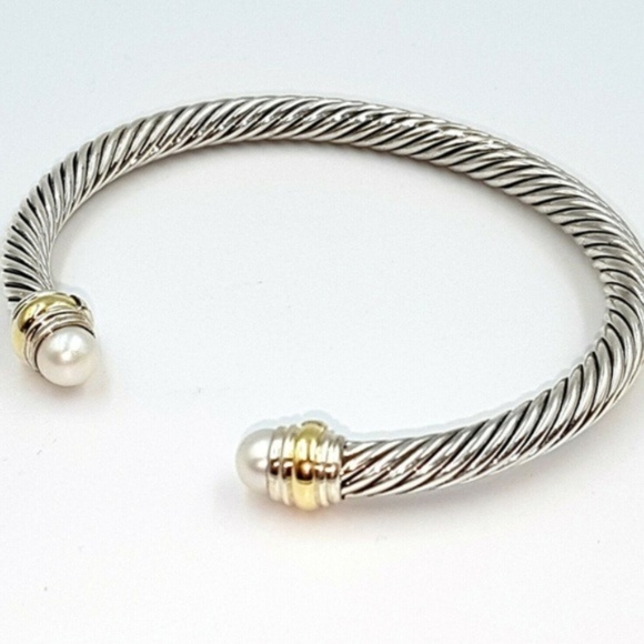 David Yurman Silver and Gold Cable Bracelet - Picture 1 of 7